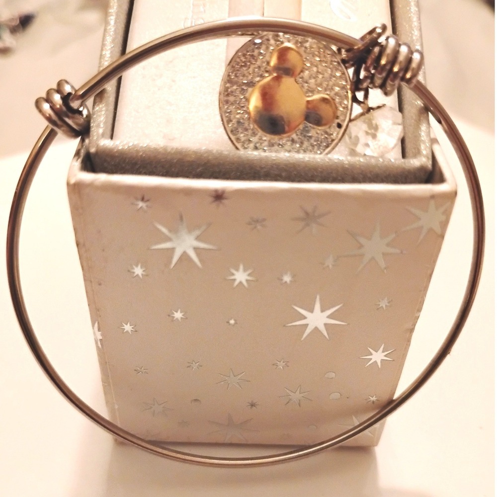 🩶Disney Alex & Ani Mickey Never Stop Dreaming Bangle Whimsygoth Preppy Minimal